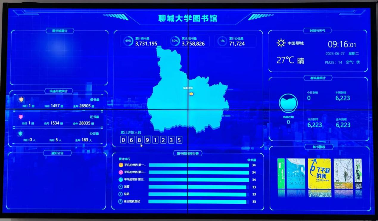 图书馆大数据墙开始试运行服务